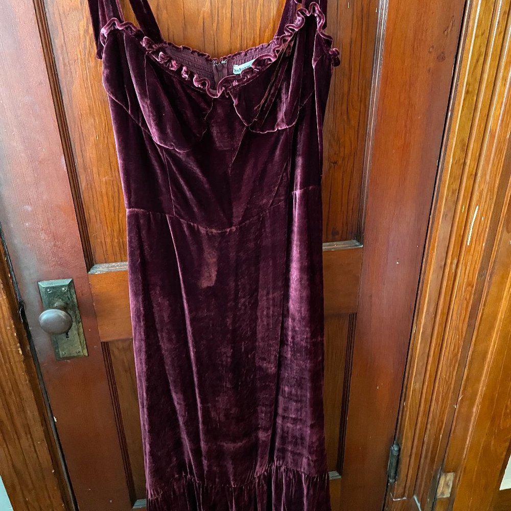Reformation Antoinette Dress Velvet Plum Midi
